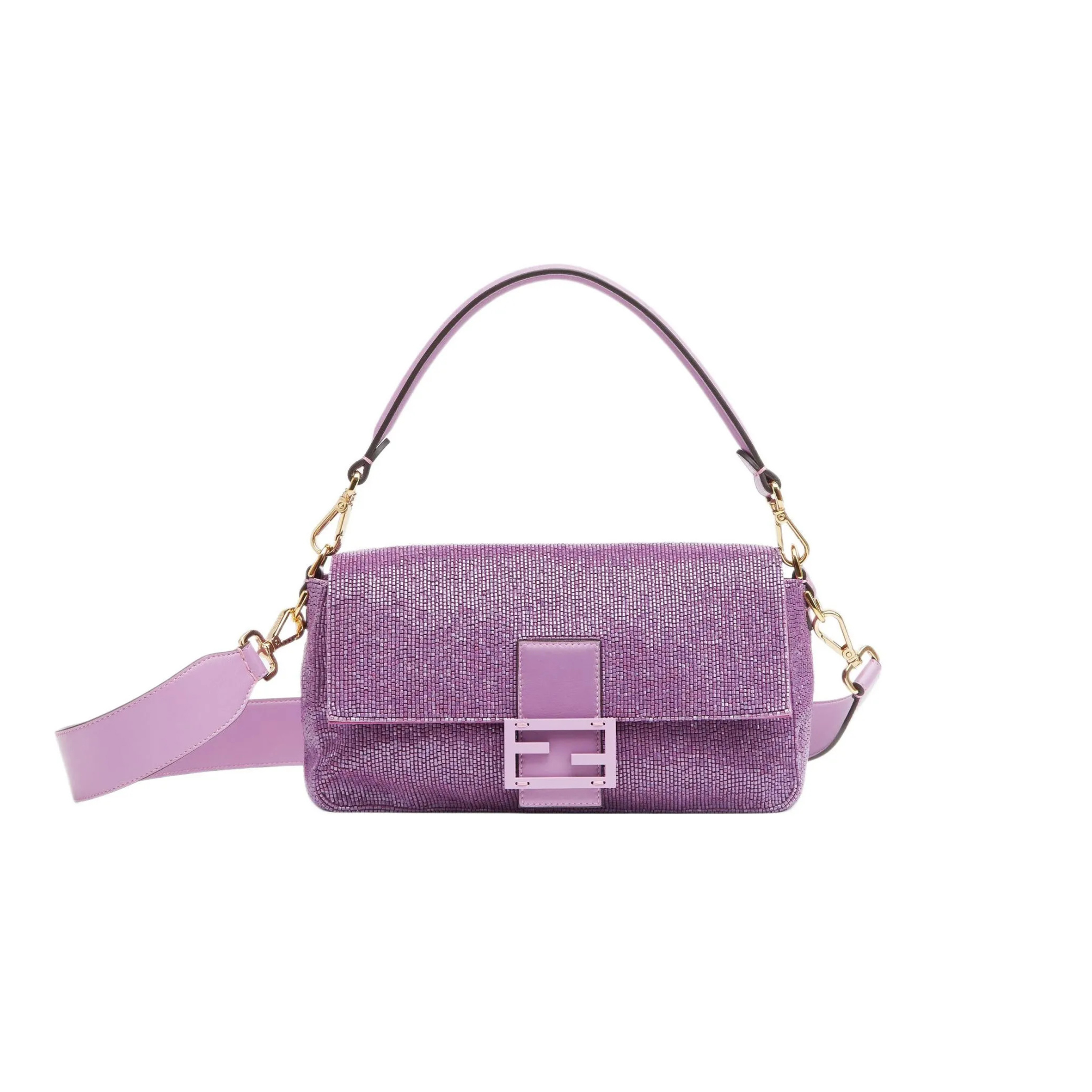 F**di beaded baguette purple shoulder bag 8br600am2lf1jco (27*15*6m)